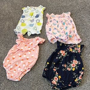 4 3-6 month rompers baby girl summer onesie lot